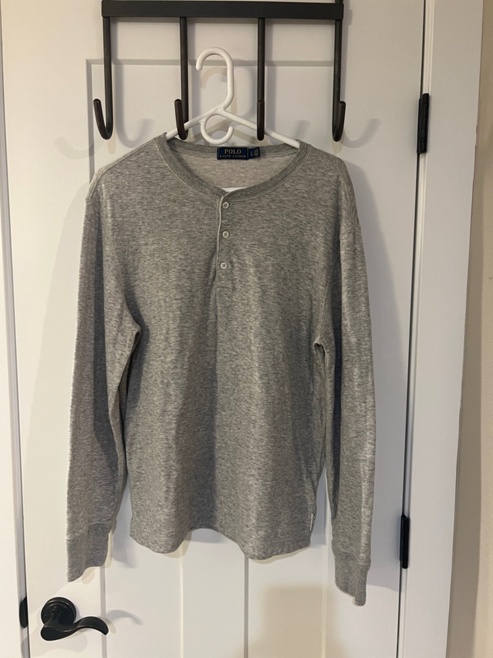 Polo Ralph Lauren Gray Long Sleeve Henley Shirt Men’s Large Cotton Casual